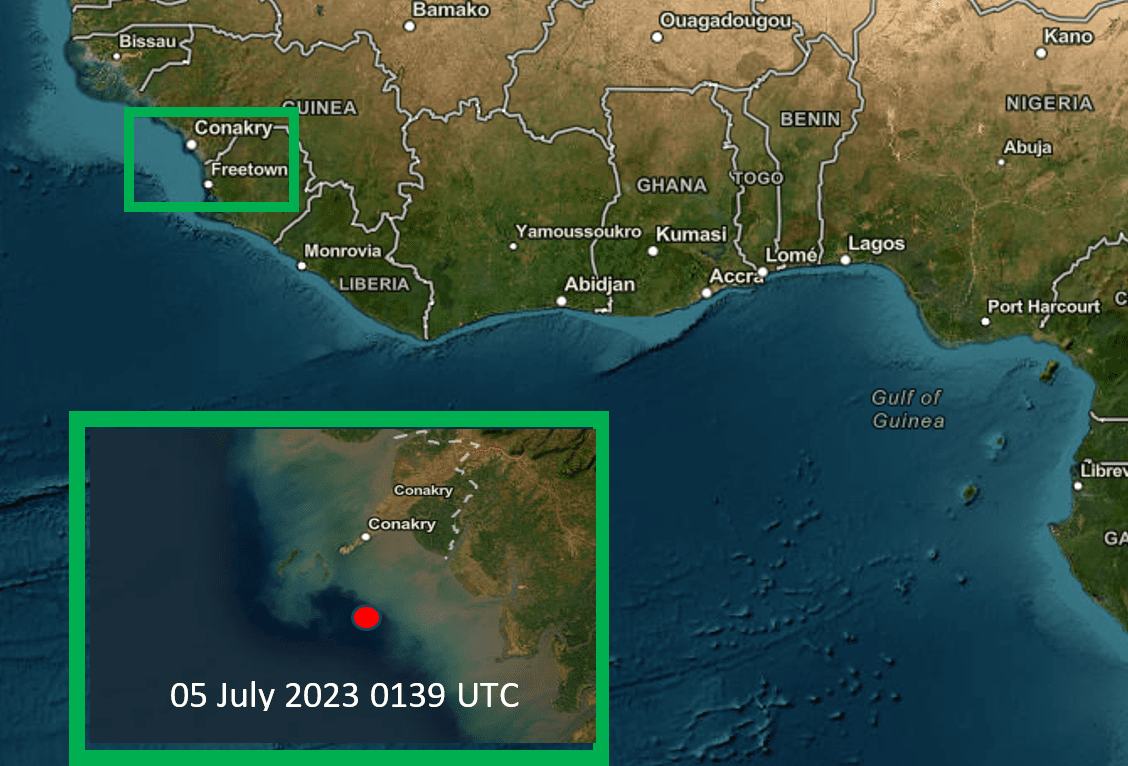 map showing incident location