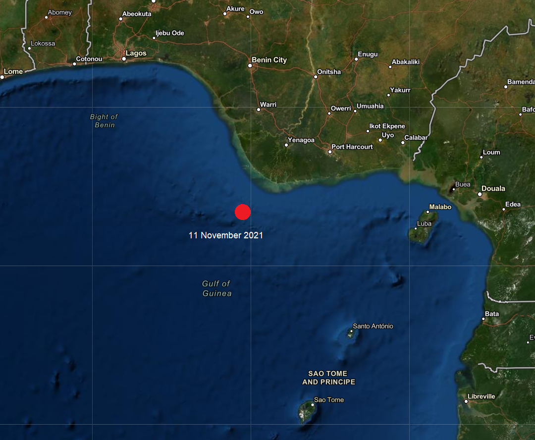 Vessel Boarded in Gulf of Guinea - Map - 11 November 20211