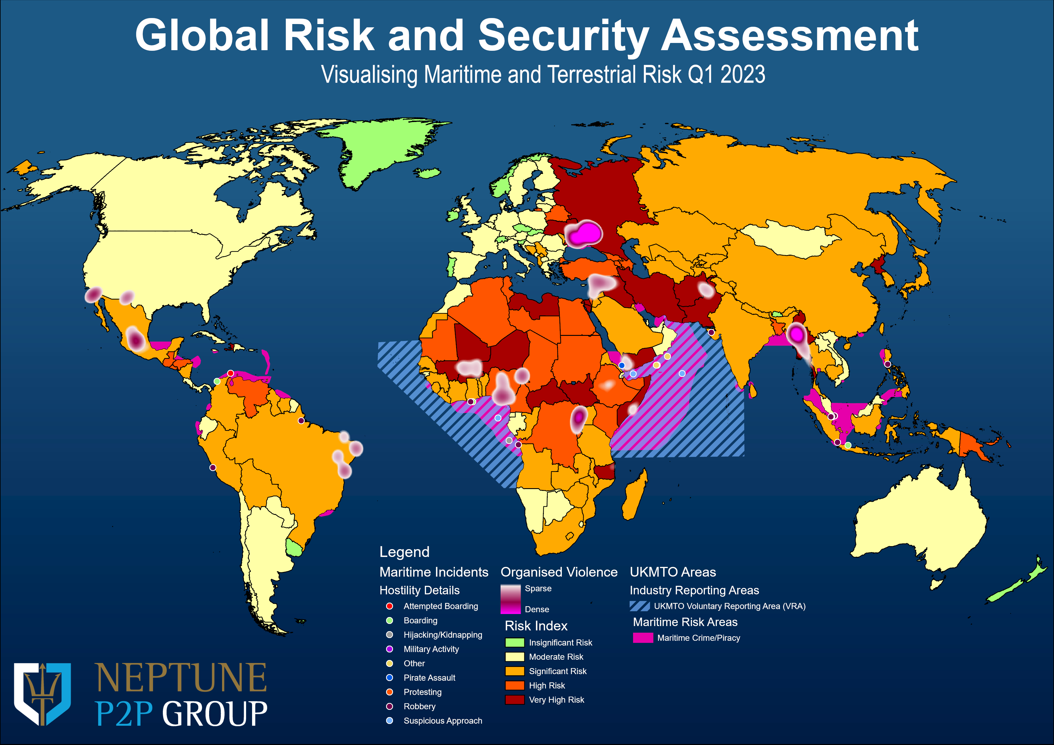 Neptune P2P Group - Global Security Risk Map Q1 2023