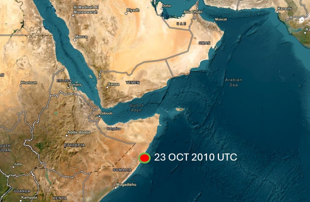 Fig1. Location of Incident – 28NM southwest of Hobyo, Somalia